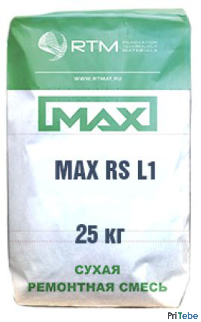 Смесь ремонтная MAX-RS-L60  (MAX-RS-L1) безусадочная быстротвердеющая литьевая 